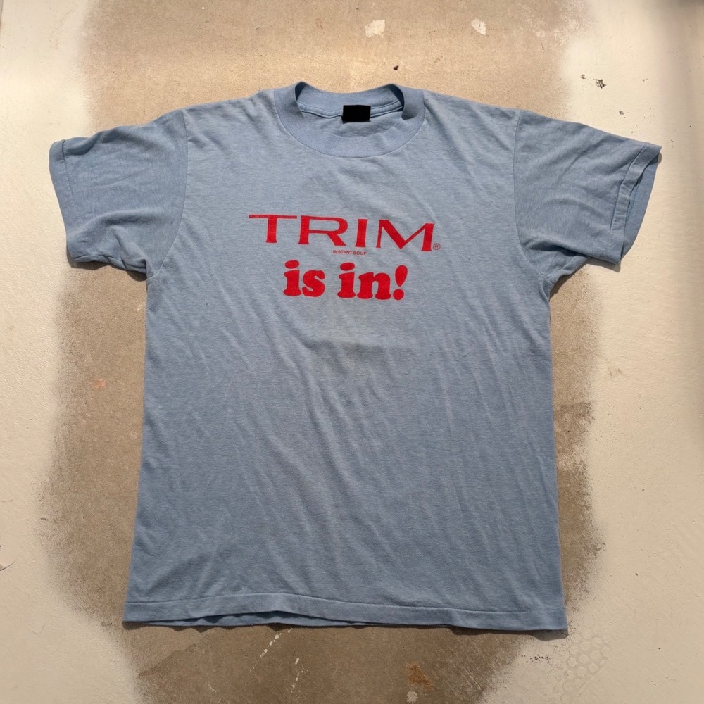 Vintage Lipton Trim Instant Soup T-Shirt Blue Stout is Out Single Stitch Large